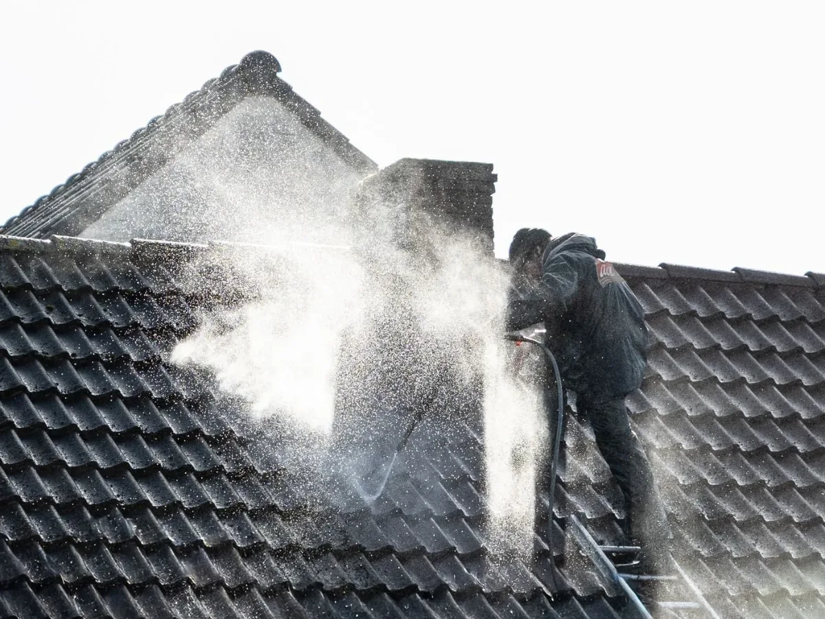 Toiture en tuiles à nettoyer et démousser